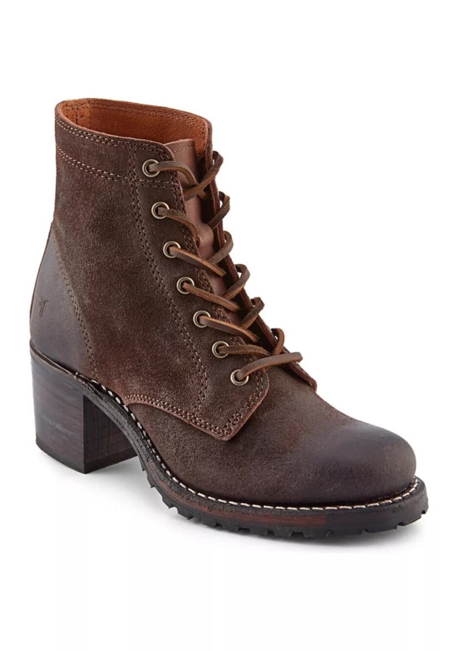 Frye Sabrina 6G Lace Up Leather Combat Boots Dark Brown 7.5